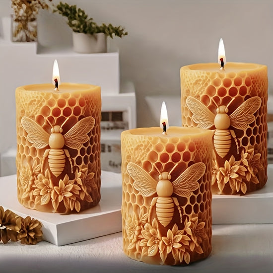 Beehive Candle Mold with Floral and Bee Design Silicone Mold for Making Beeswax Candles Soy Wax Candles Plaster Decorations Epoxy Resin Castings  DIY Craft Clay Art Mold 1pc Bee Decor
